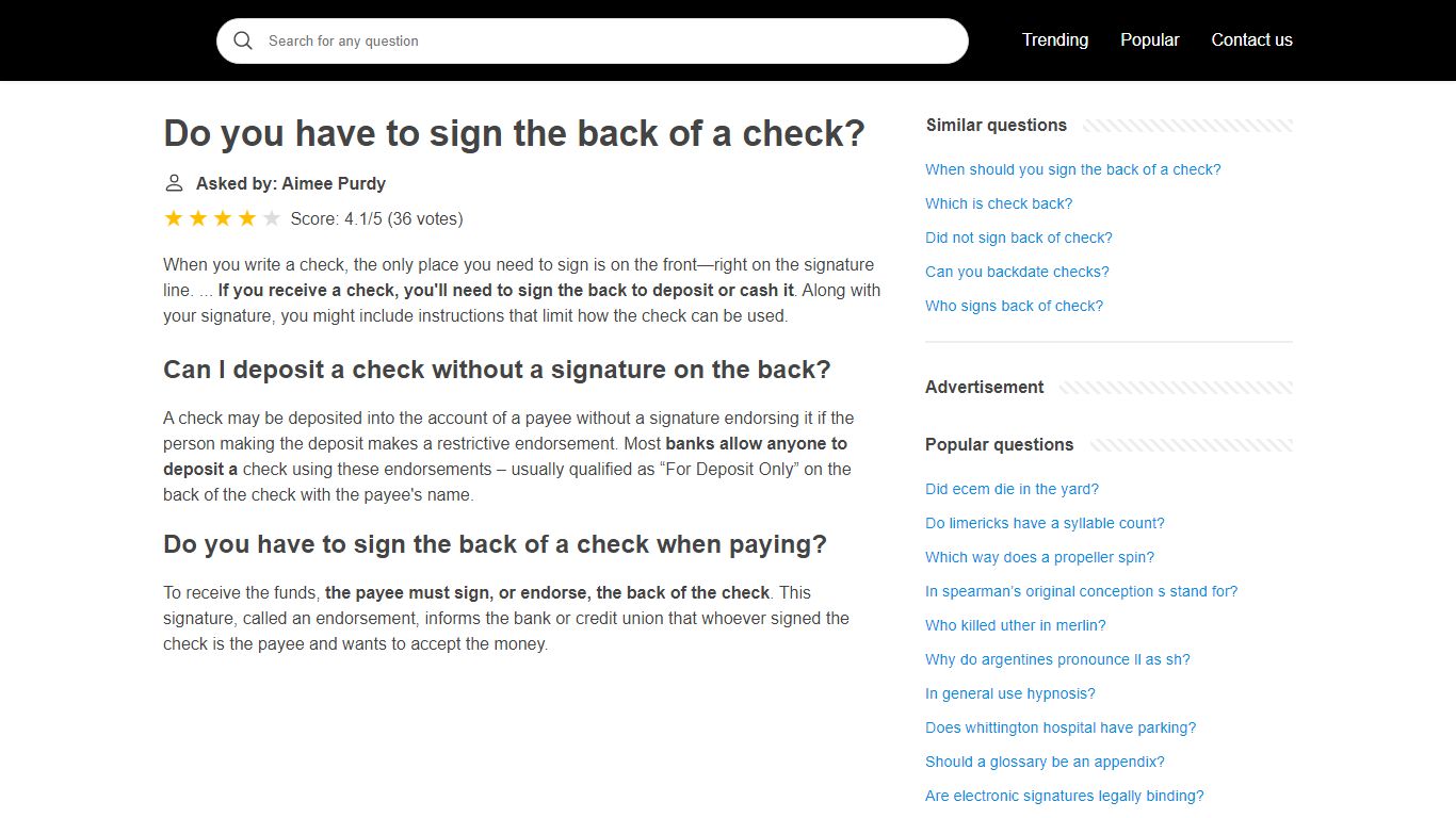 Do you have to sign the back of a check? - yamo.iliensale.com